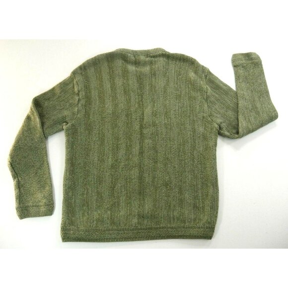Chaps Mens Green Herringbone Pattern Knit Pullover Sweater Long Sleeve X Large - Picture 2 of 8